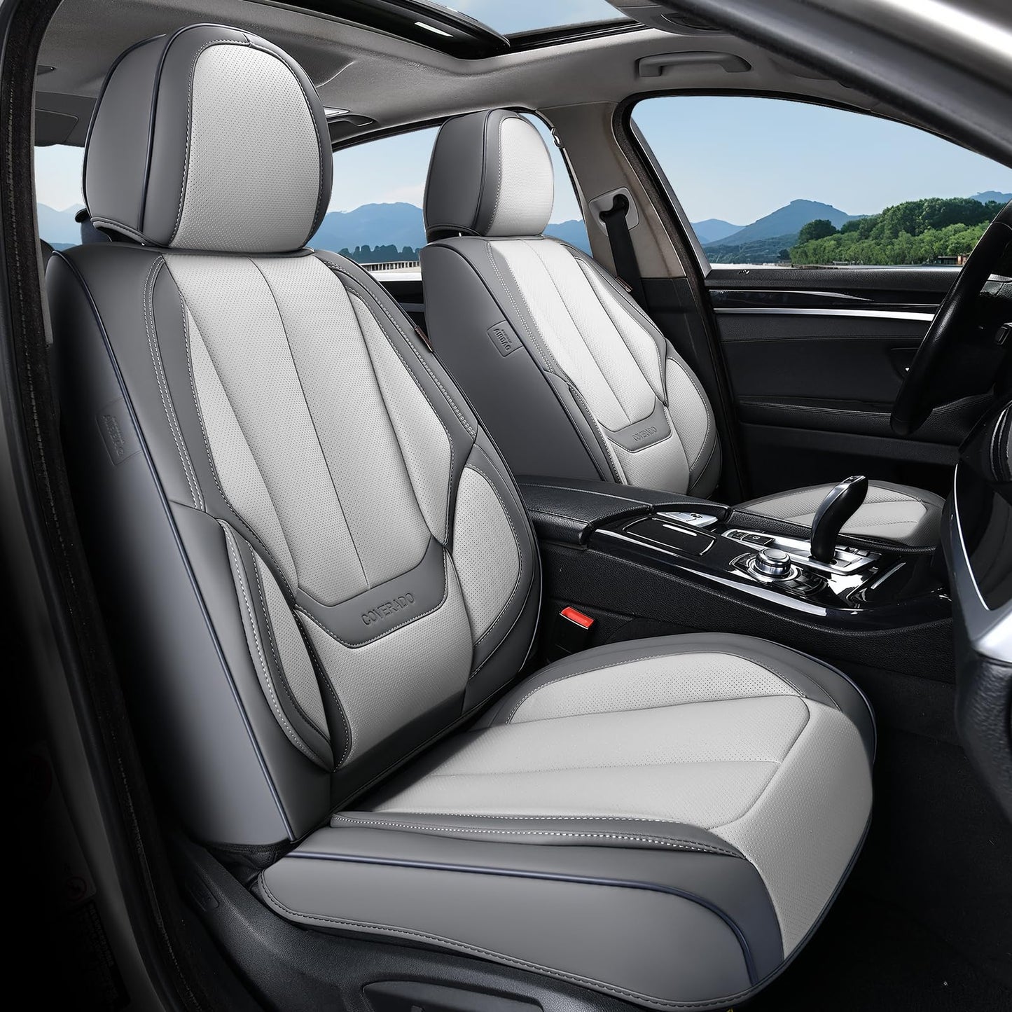 Coverado Car Seat Covers, Seat Covers for Cars, Waterproof Leather Auto Seat Protectors, Leather Car Seat Cushion, Car Interiors Accessories Universal Fit for Most Cars