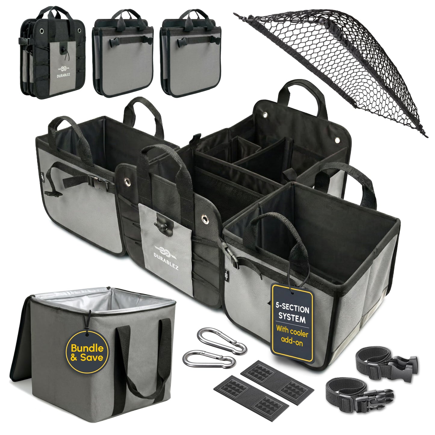 Durable Folding Trunk Organizer with Multi-Compartment Storage
