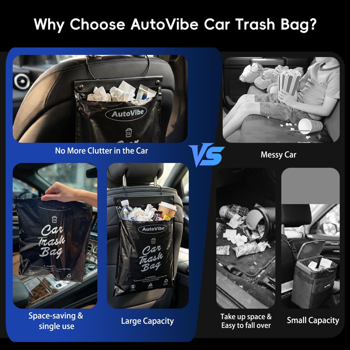Hanging Recycled Disposable Car Trash Bags 50–100 Pack