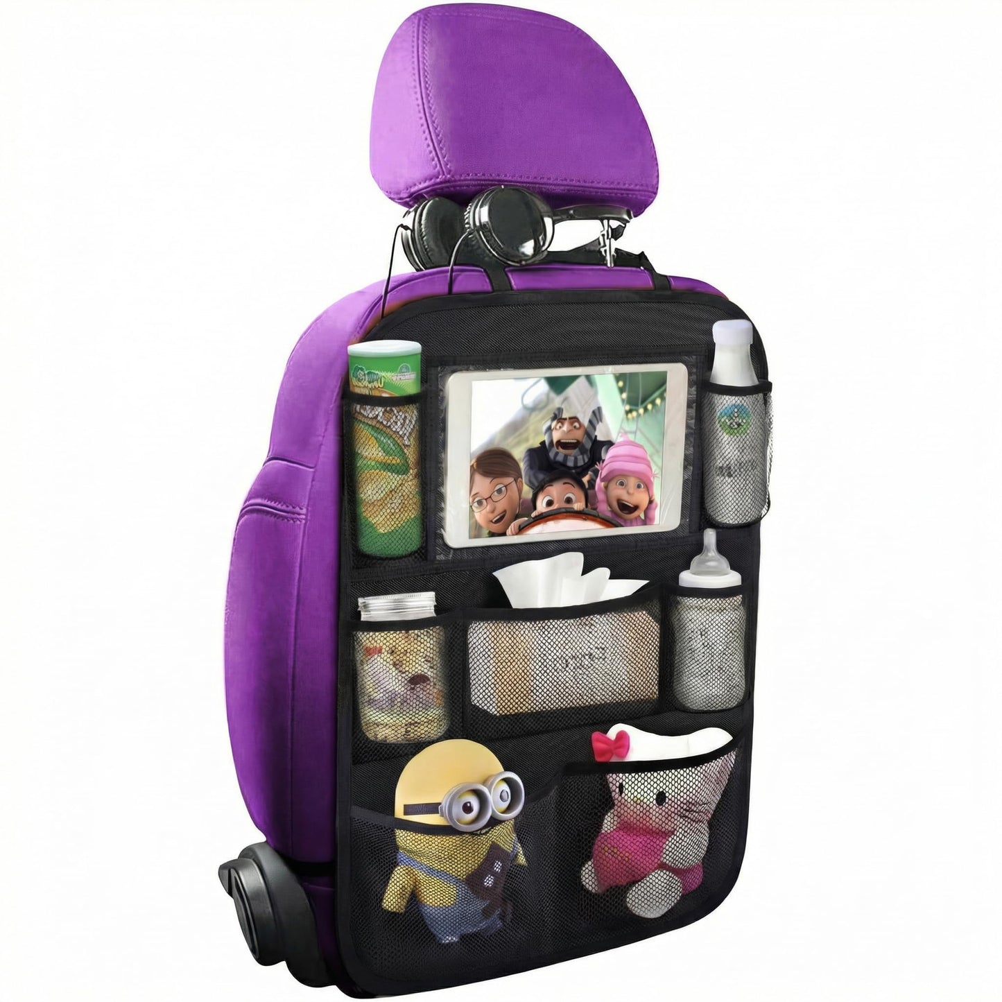 Backseat Car Organizer with Touchscreen Tablet Holder