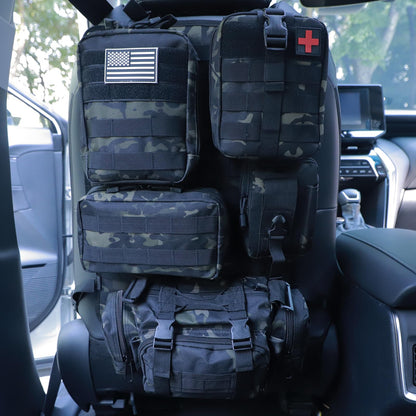 Tactical Car Seat Back Organizer with 5 Detachable Pouches