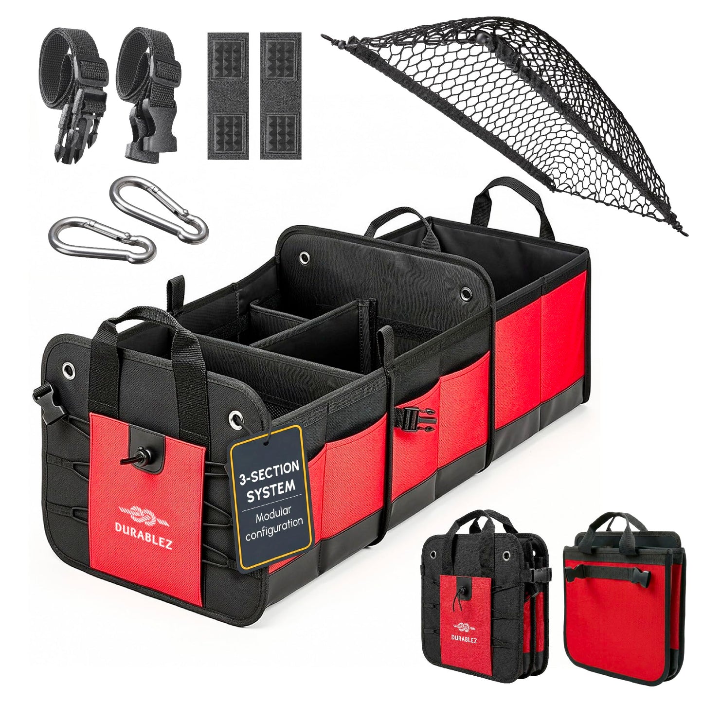 Durable Folding Trunk Organizer with Multi-Compartment Storage