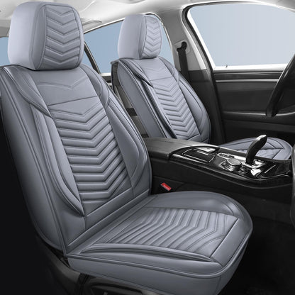 HChengkikz Nappa Leather Car Seat Covers Full Set, Waterproof Seat Cushion, Universal Automotive Seat Covers Fit for SUV Truck Pick-up Sedan