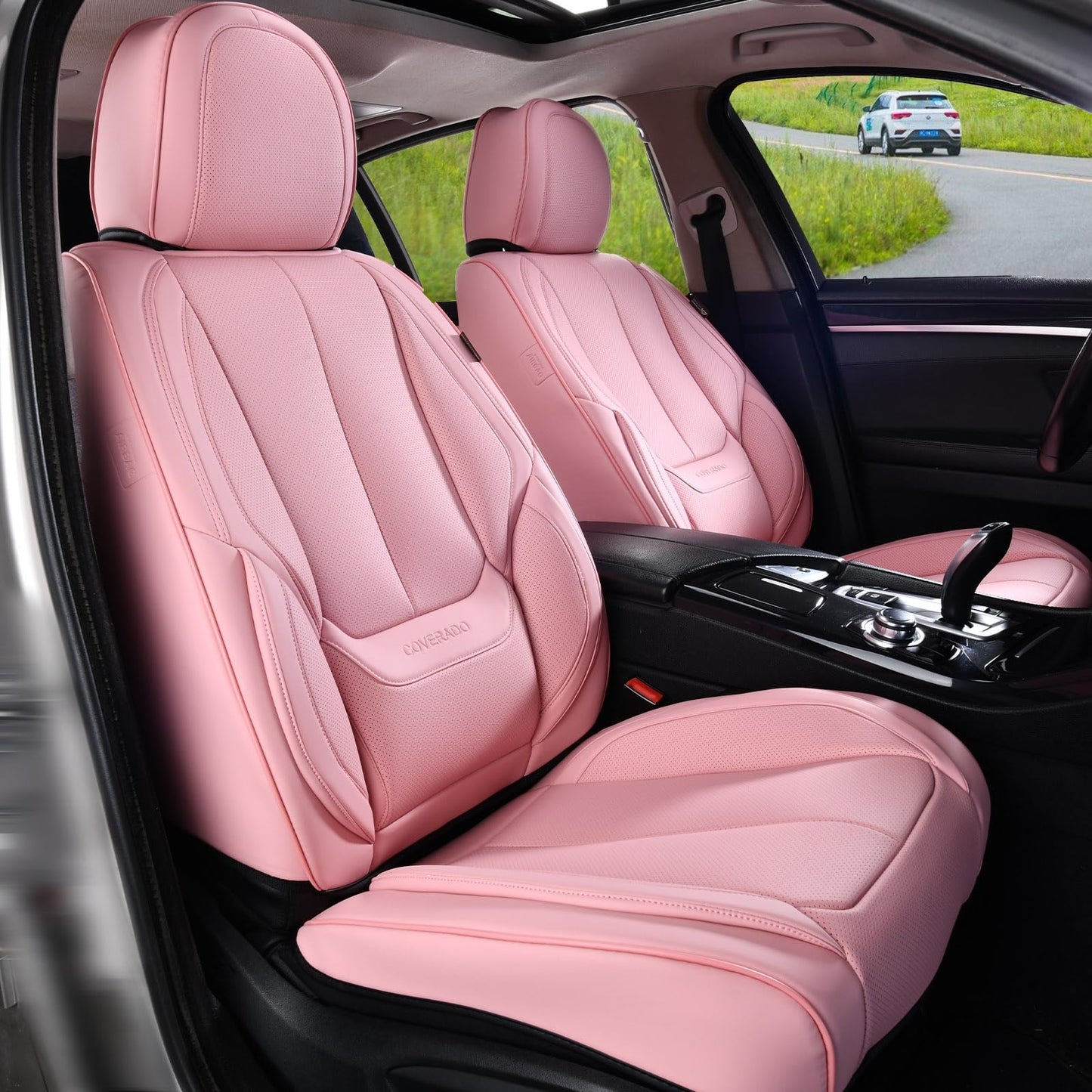 Coverado Car Seat Covers, Seat Covers for Cars, Waterproof Leather Auto Seat Protectors, Leather Car Seat Cushion, Car Interiors Accessories Universal Fit for Most Cars