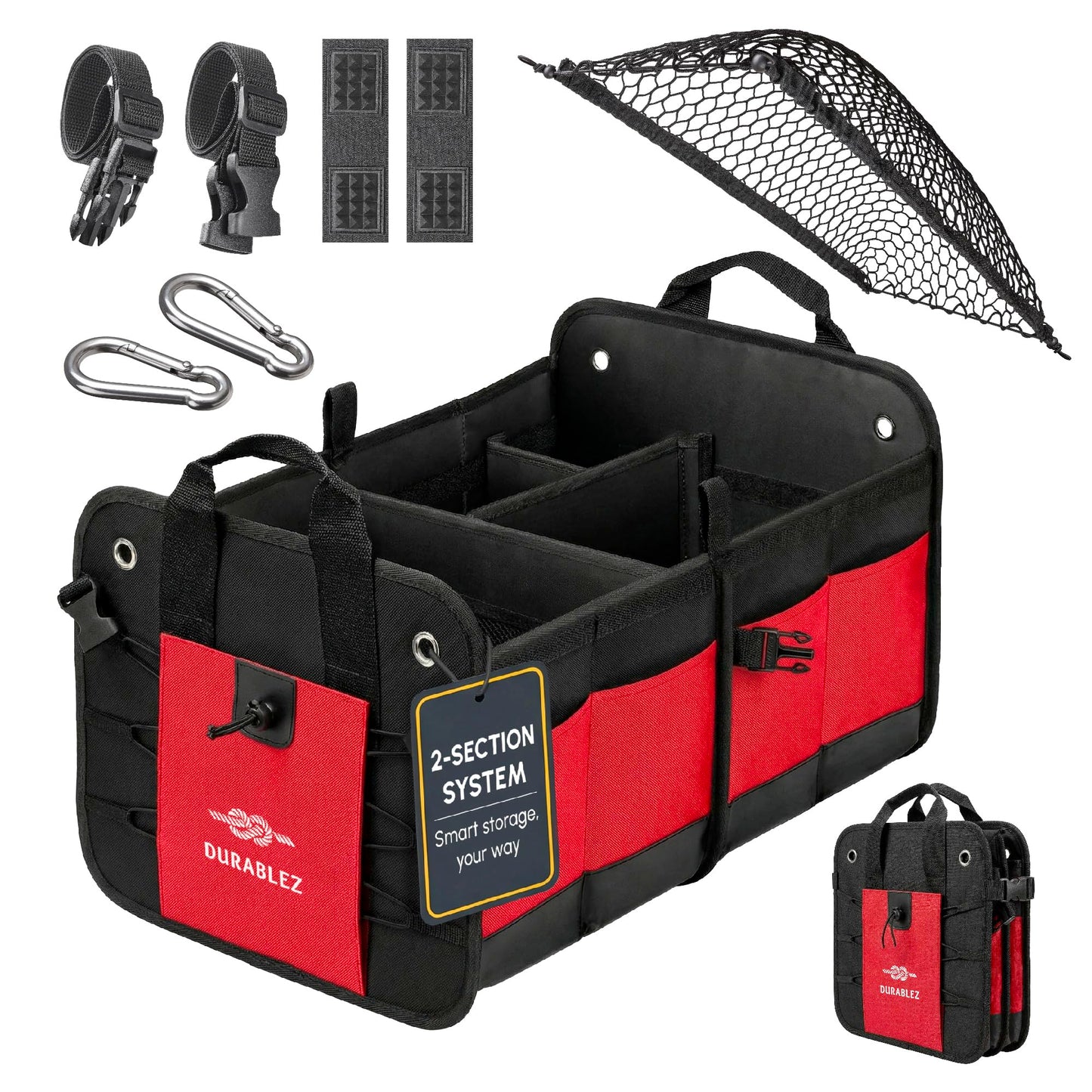 Durable Folding Trunk Organizer with Multi-Compartment Storage