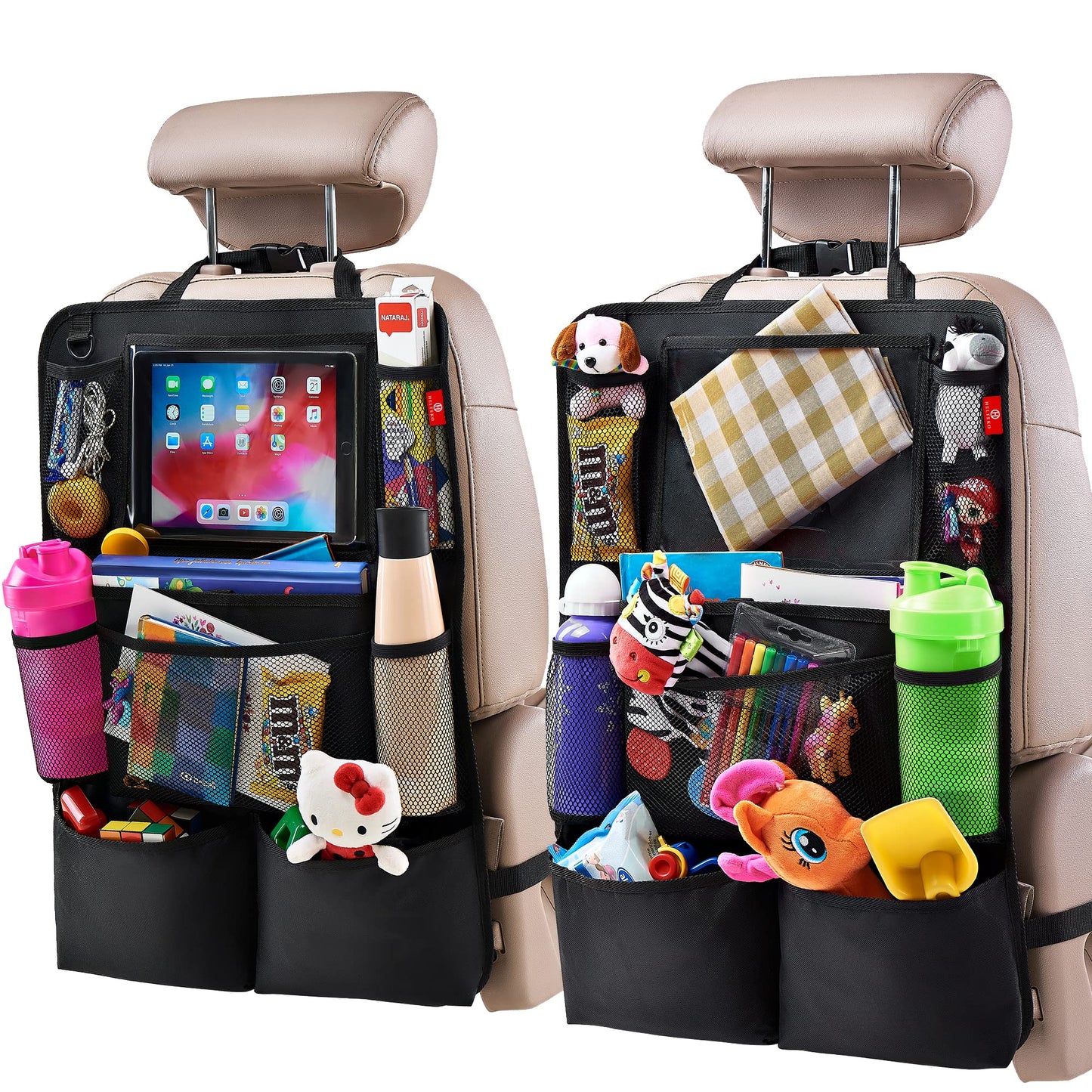 Backseat Car Organizer with Tablet Holder 2-Pack