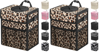 Leakproof Hanging Car Trash Can with Lid & Storage Pockets