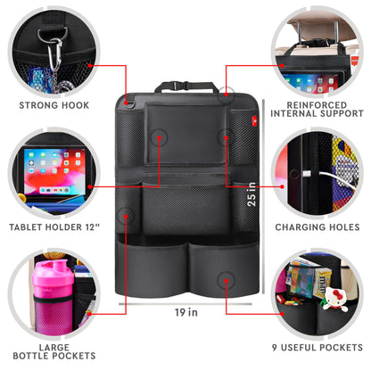 Backseat Car Organizer with Tablet Holder 2-Pack