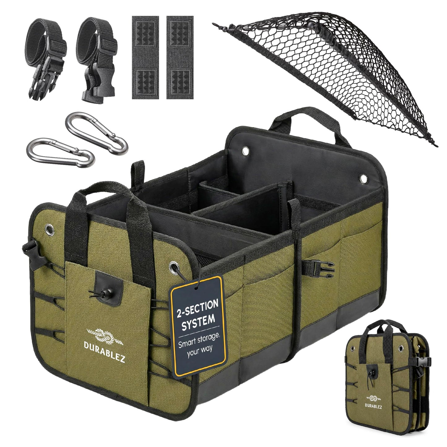 Durable Folding Trunk Organizer with Multi-Compartment Storage