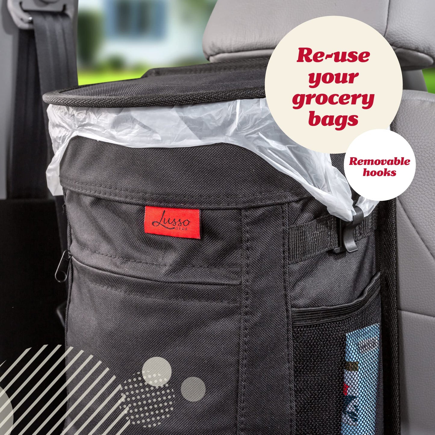 Leakproof Car Trash Can with Compact Hanging Design
