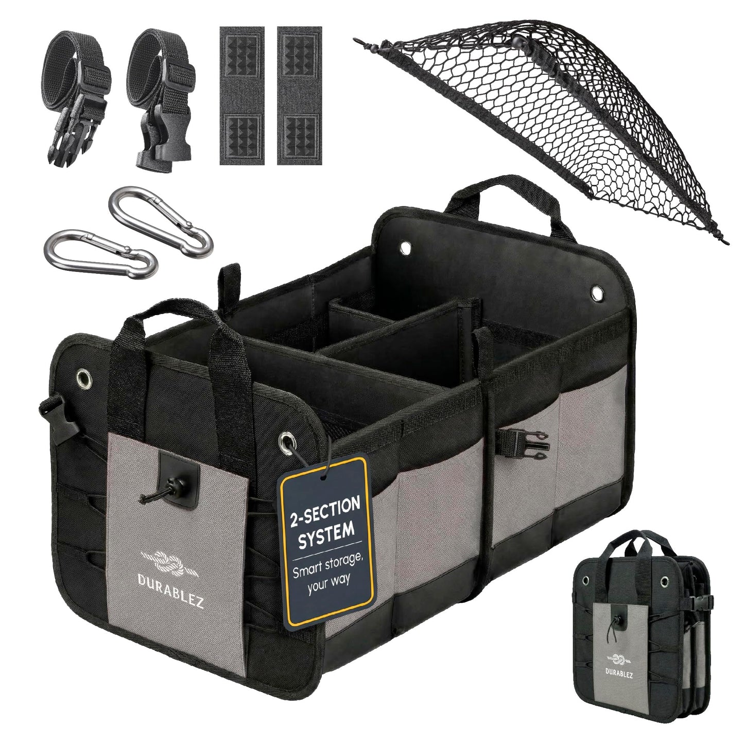 Durable Folding Trunk Organizer with Multi-Compartment Storage